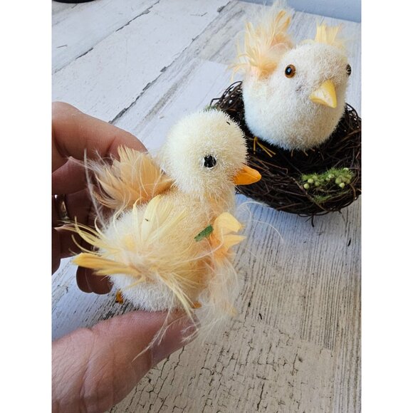 Vintage fluffy bird nest baby ducks Easter spring for life-size unique feathers - Picture 3 of 11